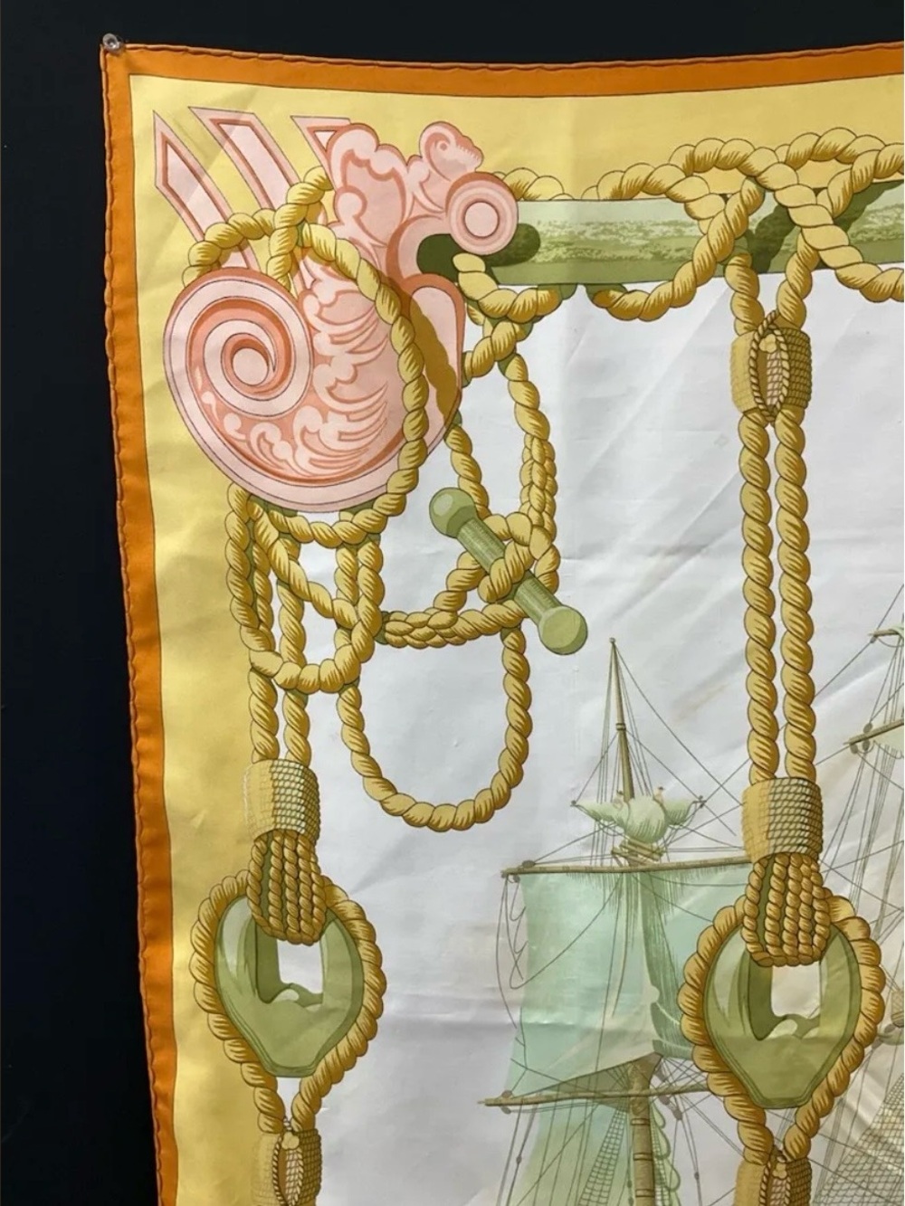Hermes Tribord Silk Scarf Carré 90 Nautical Ship Pastel Vintage - Picture 8 of 13